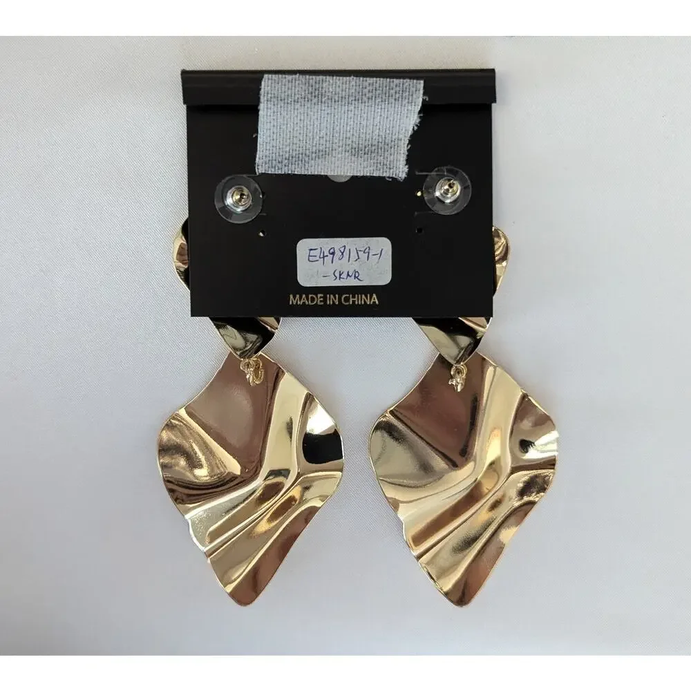 nOir Gold Toned Abstract Dangle Earrings - Picture 3 of 5